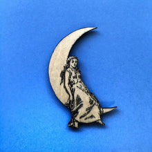 Load image into Gallery viewer, Paper Moon Magnet, Celestial Gift Laser Cut Wood
