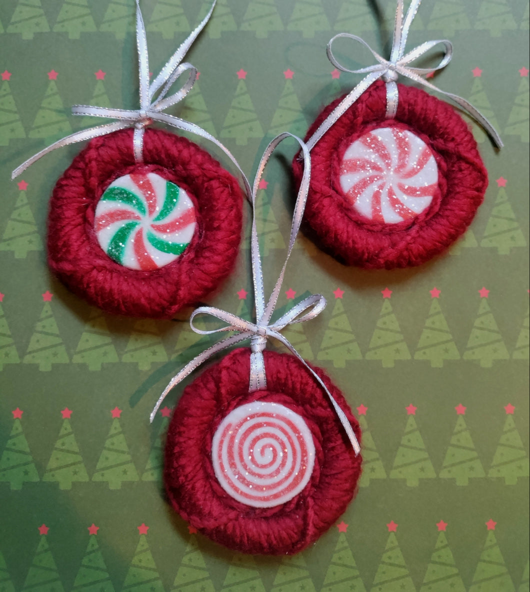 Peppermint Candy Ornament Trio