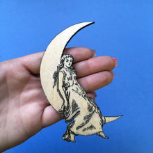 Load image into Gallery viewer, Paper Moon Magnet, Celestial Gift Laser Cut Wood
