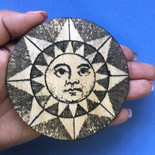 Load image into Gallery viewer, Sun Magnet, Antique Astrology Gift, Hostess Gift, Retro Kitchen Decor
