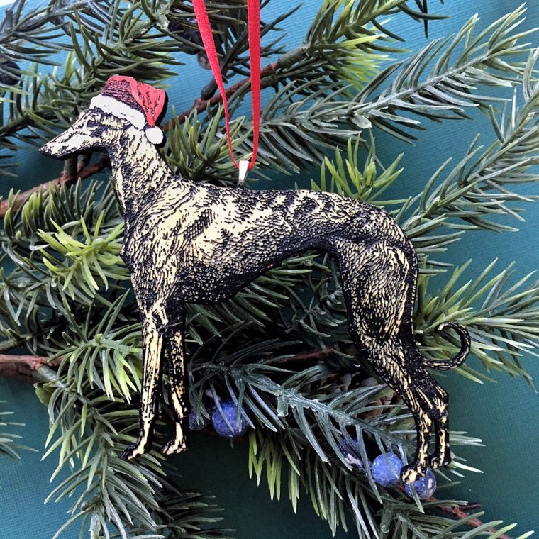 Greyhound Christmas Ornament, Dog Ornaments, Greyhound Memorial, Pet Memorial Gift, Pet Loss, Hand Painted Animal Rescue