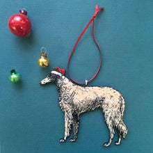 Load image into Gallery viewer, Borzoi Ornament, Dog Ornaments Santa, Hand Painted Borzoi Owner Gift, Antique Christmas Dog Stocking Stuffer Dog Memorial Gifts Pet Memorial
