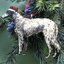 Load image into Gallery viewer, Borzoi Ornament, Dog Ornaments Santa, Hand Painted Borzoi Owner Gift, Antique Christmas Dog Stocking Stuffer Dog Memorial Gifts Pet Memorial
