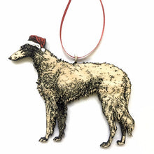 Load image into Gallery viewer, Borzoi Ornament, Dog Ornaments Santa, Hand Painted Borzoi Owner Gift, Antique Christmas Dog Stocking Stuffer Dog Memorial Gifts Pet Memorial
