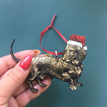 Load image into Gallery viewer, Dachshund Christmas Ornament, Dogs Holiday Decor, Dachshund Owner Stocking Stuffer, Laser Cut Wood Hand Painted Dog Ornaments, Pet Memorial
