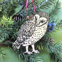 Load image into Gallery viewer, Owl Ornament, Antique Owl Gift, Bird Lover Hostess Gifts, Rustic Bird Watcher Gift, Retro Owl Ornaments Christmas, Vintage Birds of Prey
