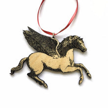 Load image into Gallery viewer, Pegasus Ornament, Horse Christmas Ornament, Horse Ornament, Car Mirror Charm, Shabby Chic Christmas, Hostess Gift
