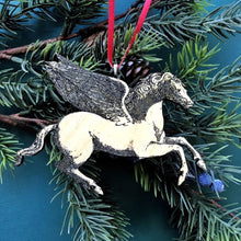 Load image into Gallery viewer, Pegasus Ornament, Horse Christmas Ornament, Horse Ornament, Car Mirror Charm, Shabby Chic Christmas, Hostess Gift
